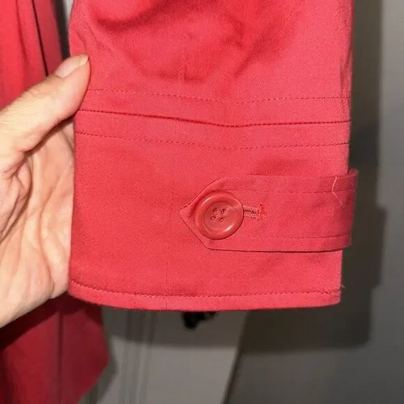 Elle red ruffle & zip front all weather‎ or rain cotton/spandex short coat - Picture 9 of 11